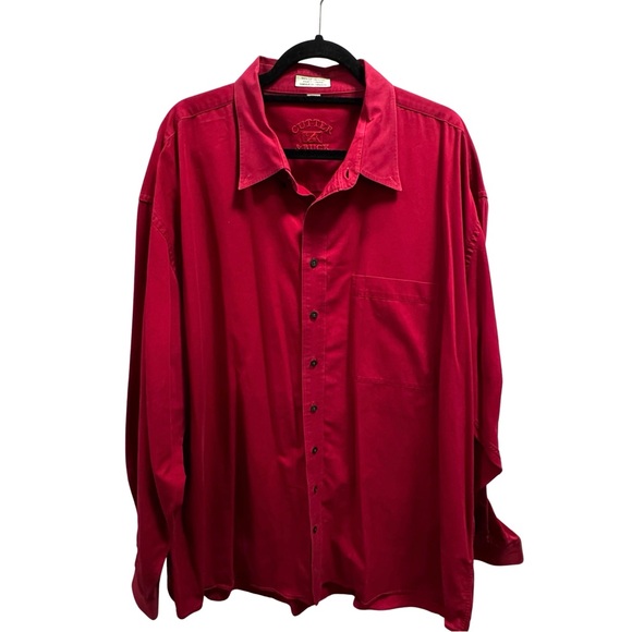 Cutter & Buck Men’s 3XT (Big & Tall) Red Button-Down Shirt - Picture 2 of 7